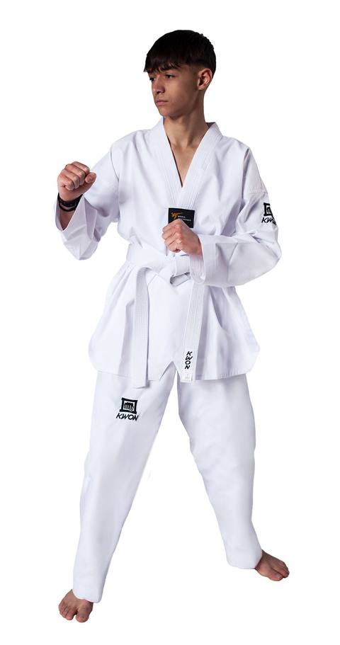 KWON Dobok Taekwondo Uniform Premiere Plus Kerah Putih
