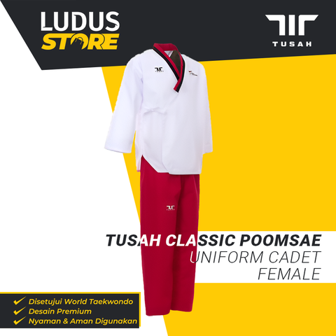 Tusah Terra Dobok Poomsae Cadet Female Seragam Taekwondo Junior Putri