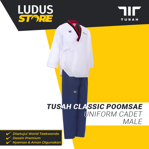 Tusah Terra Dobok Poomsae Cadet Male Seragam Taekwondo Junior Putra