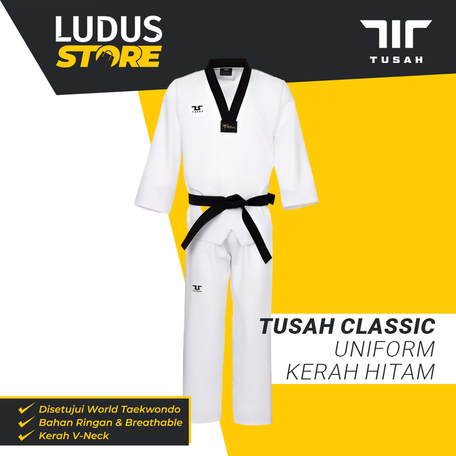 Tusah Classic Uniform Dobok V Neck Seragam Taekwondo Sparring