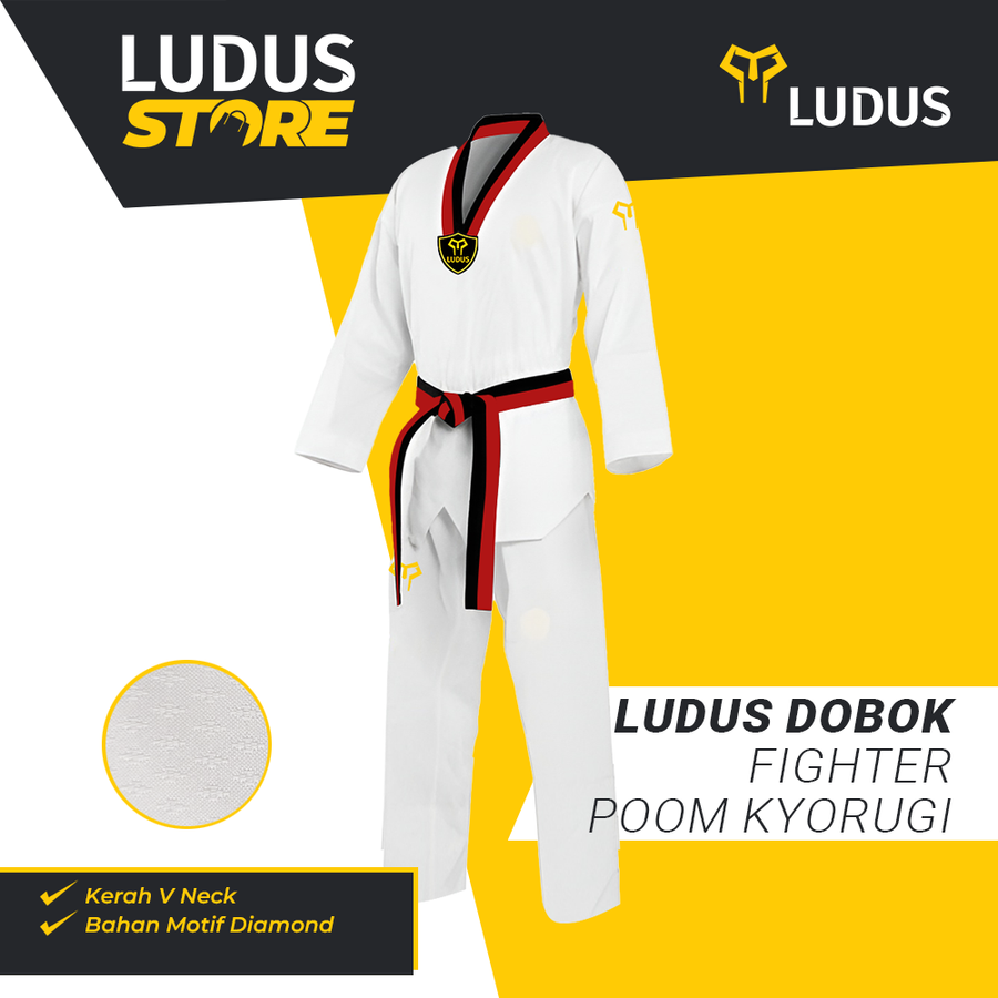 Ludus Dobok Kyorugi Poom Fighter Seragam Taekwondo Sparring - V Neck